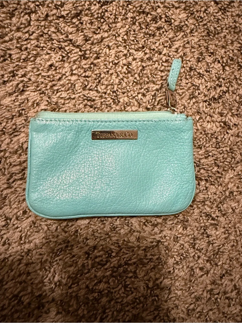 Tiffany & Co. aqua leather pouch